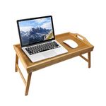 1ABOVE Bamboo Folding Breakfast Tray with Handles, Multipurpose Lap Tray for Breakfast in Bed, Sofa, Eating, Working, Serving, Drawing, Laptop Stand & Snack Tray (NATURAL)