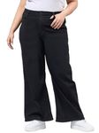 Style Quotient Women Plus Size Black Wide Leg High Rise Stretchable Jeans