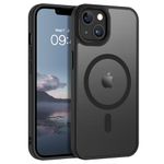 GUAGUA Magnetic for iPhone 14 Plus Case, iPhone 15 Plus Case Compatible with MagSafe, Translucent Matte Back Slim Shockproof Anti-Scratch Protective Phone Cover for iPhone 14/15 Plus 6.7'', Black