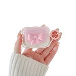 Ownest Compatible with AirPods Pro/AirPods Pro 2 Case Soft Clear TPU with Cute 3D Colour Bow Design Shockproof Keychain Cover for Girls Woman for Airpods Pro/Pro 2 -Pink