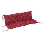 Outsunny 3 Seater Outdoor Seat Pads Bench Swing Chair Replacement Cushions Backrest for Patio Garden, Wine Red