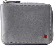 Alpine Swiss Logan Zipper Bifold Wallet For Men or Women RFID Safe Comes in a Gift Box Gray