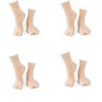 Premium Regular Wear Anti- Bacterial Cotton Skin / Beige Color Plain Thumbs / Toe Split Socks For Women Solid Ankle Length Combo (Pack of 4 Pairs)