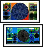 Decoratus� Kundalini (The Spiritual Power)- Two Paintings by S. H. Raza. Set of 2 Wall D�cor Frames. Matt Satin Print with MDF & 1"PS Black Frame, Size: 12"x21" each.