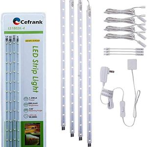 Cefrank Éclairage LED innovant pour meubles, 40 cm, Lumière blanche glaciale 6000K, Ensemble de 4,