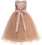 ekidsbridal Heart Cutout Sequin Flower Girl Dress Recital Dress Ceremonial Gown 172seq, Rose Gold, 3