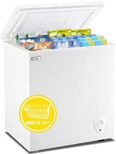 WANAI Chest Freezer Small Deep Freezers with Removable Storage Basket Free Standing Top Door Compact Freezer 7 Gears Temperature Control for Office Dorm Apartment White