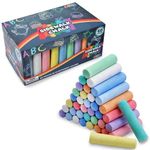 60 PCS Non-Toxic Washable Outdoor Jumbo Sidewalk Chalk Set (10 colors) for Chalkboard Drawing, Summer Outdoor Games and Playground Painting