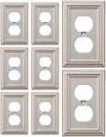 DEWENWILS 8-Pack Duplex Wall Plate, Metal Wall Outlet Cover for Receptacle, Light Switch, Brushed Nickel