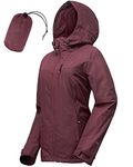 33,000ft Women's Lightweight Waterproof Jacket Packable Hooded Rain Jacket Breathable Windbreaker Softshell Raincoat for Outdoor Running Walking Hiking (Wine Red-2XL/UK 20-22)