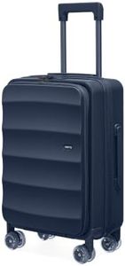 4mytu 20'' Carry-On Luggage, Lightweight PC Hardshell Suitcase with 360° Spinner Wheels, TSA Lock, Slim Handle Fits Sleeve Bags, DeepNavy