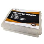 TEXALAN(R) Canvas Drop Cloth Cotton for Floor & Furniture Protection Washable & Reusable Canvas Tarp 6ft x 9ft 8oz 2PC/Pack