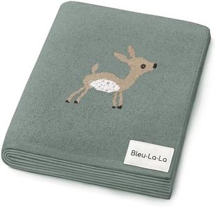 Bleu La La Soft Baby Swaddle Receiving Blanket - 100% Cotton Knit Soft Cozy Receiving Swaddling Crib Stroller Quilt Blanket for Shower Gift Registry for Newborns, Infants, Toddlers (Deer - Sage)