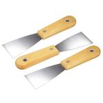 uxcell Putty Scraper 2" Cr-V Steel Stiff Putty Knives with Wooden Handle for Taping Paint Wall Floor Tile 3pcs