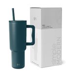 Simple Modern Tumbler 40 oz with Handle and Straw | Insulated Stainless Steel Water Bottle Iced Coffee Cup Travel Mug | Gifts for Women and Men | Trek Collection | 1180ml | Riptide