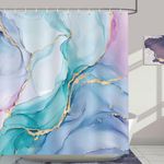 Bonhause Colorful Marble Shower Curtain Pink Purple Blue Turquoise Watercolor Abstract Modern Bathroom Curtain 180 x 180 cm Waterproof Mildew & Mould Resistant Polyester Bath Curtain with 12 Hooks