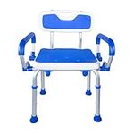 PCP Shower Safety Chair, Bath Bench with Backrest, Swing Arms, Adjustable Height, Medical Senior Support