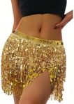 MUNAFIE Women's Belly Dance Hip Scarf Performance Outfits Skirt Festival Clothing Gold