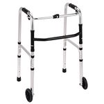 Folding Lightweight Aluminium Walking Frame/Zimmer/Walker with 2 Wheels - Adjustable Height