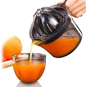 Sunhanny Citrus Juicer, Orange Lemon Manual Hand Squeezer, Anti-Slip Lid Rotation Reamer Lime Press, 17-Ounce Capacity, Transparent Black