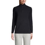 Lands' End Women's Anyweather Fleece Quarter Zip Pullover, Black, 3XL Plus