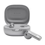 JBL Live Flex Earphones, In Ear Bluetooth Earphones with 40 hours of Battery Life, Noise Cancelling and Water Resistant, in Silver