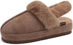 ONCAI Womens Fuzzy House Slippers Woman Fluff Slipper Ladies Orthopedic Warm Cozy Furry Comfy Bedroom Arch Support Women's Slipers Shearling Winter Home Orthotic Indoor Outdoor 2024 Tan Size 8