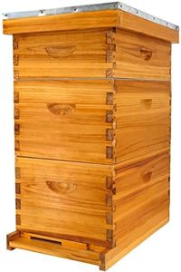Honey Lake 8 Frame Bee Hive Kit, Langstroth Bee Hives Boxes Starter Kit for Beekeepers Dipped in Beeswax Includes 2 Deep Brood Box & 1 Medium Super Bee Box with Beehive Frames and Waxed Foundations