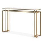 Multigot 120cm Long Console Table, Faux Marble Narrow Hallway Table with Anti-tipping Device and Adjustable Foot Pads, Gold Metal Frame Accent Sofa Side Behind Couch Table for Entryway Living Room