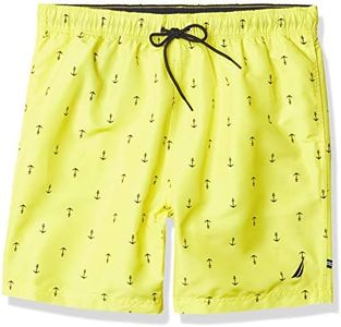 Nautica Men's Standard Quick Dry All Over Classic Anchor Print Swim Trunk, Blazing Yellow, Medium