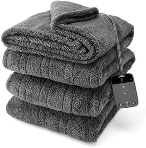 Sunbeam Electric Wi-Fi Connected Loftec Electric Heated Blanket, 10 Heat Settings, 10-Hour Auto Off, Fast Heating, Smart Heating Blanket, Voice & Wired Controller, Night Fog Grey, Twin, 84" x 62"