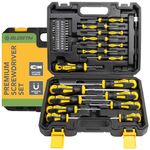 BLOSTM Premium Magnetic Screwdriver Set - 42pcs Screwdriver Set Magnetic Tips with Comfort Grip, Cross-Head Screwdriver Heads, Flat Heads & Heavy Duty Storage Case - Precision Screwdriver Set - 42PCS