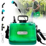 Battery Powered Sprayer 2 Gallon, Electric Sprayer with 4 Mist Nozzles, USB Rechargeable Handle, 22in Telescopic Wand, Garden Sprayer with Adjustable Shoulder Strap for Lawn,Garden,Cleaning (Green)