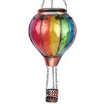 OUISJYER Hot Air Balloon Solar Lantern with Flickering Flame Hanging Solar Lanterns Outdoor Lights Waterproof Lanterns Decorative Garden Patio Yard Party Decor Colorful