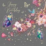 Cherry Orchard Female Happy Birthday Card - Flowers Butterflies