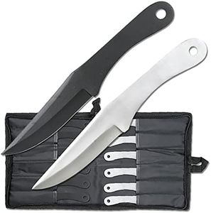 Perfect Point Throwing Knives – Set of 12 – 6 Satin Finish and 6 Black Stainless Steel Throwing Knives, Includes Nylon Sheath, Full Tang Construction, Well Balanced, – PAK-712-12