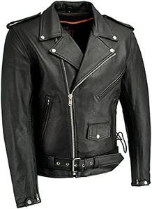 Milwaukee Leather LKM1711 Black Leather Motorcycle Jacket for Men, Thick Police Style Biker Jacket w/Side Lace - Large