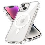 JETech Magnetic Case for iPhone 14 6.1-Inch Compatible with MagSafe Wireless Charging, Shockproof Phone Bumper Cover, Anti-Scratch Clear Back (Clear)