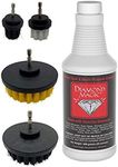 Diamond Magic Combo Pack - 20oz Hard Water Spot and Stain Remover Includes 4-pc. Drill Brush Set Commercial Cleaner Stainless Steel, Glass, Porcelain, Multi-surface, Real Diamonds