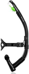 WACOOL Training Headstrap Support Dry Top Snorkel Tube Comfortable Mouthpiece One-Way Purge Valve for Pool Open Water Scuba Lap Swimming Swimmer Diving Snorkeling (Black)