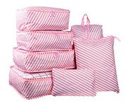 Styleys Travel Organizer Packing Cubes With Shoe Bag (Pink Stripe_S11003) Set of 7