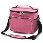 10L Waterproof Insulated Picnic Lunch Bag with Adjustable Shoulder Strap，Large Leakproof Soft Cool Tote Bags for Men/Women/Adult,Thermal Reusable Lunch Box for Work/Camping/Outdoor/BBQ/Party(Pink)