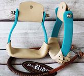 PRORIDER Western Horse Saddle Stirrups Barrel Racing Aluminium Turquoise Rodeo Tack 5170