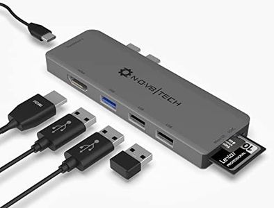 NOV8Tech USB C Hub Gray 7in2 Slim Adapter Dongle for MacBook Air M1 2018-2022, Pro M1 2016-2022, Mini Docking Station Thunderbolt 3, USB 3.0, 2X USB 2.0, HDMI Multi Adapter Dongle, SD/Micro SD Reader