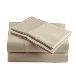 Peru Pima 600 Thread Count Sateen Sheets - 100% Peruvian Pima Cotton - Hotel Luxury Quality, Extra Soft and Lustruous Shine Sheets - Latte Solid Color - Full Size - 4 Piece Bed Sheet Set