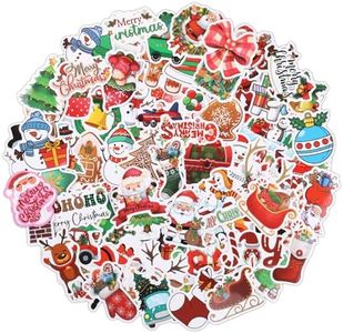 100PCS Christmas Stickers, Hianjoo Laptop Decals Xmas Decorations Vinyl Waterproof Santa Claus Stickers for Water Bottles Windows Snowboard Envelopes Christmas Theme Gifts Tags Kids Teens Adults