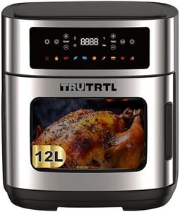 truTRTL Digital Air Fryer Oven 12L | 10 Preset Functions | Large LED Digital Touch Panel | Large Viewing Window | Fry, Bake, Grill, Reheat & Roast | Dehydration & Rotisserie Function | 1600W, Silver