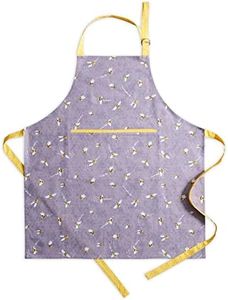 Maison d' Hermine Apron 100% Cotton 27.50"x31.50" Adjustable Neck Strap Apron with Center Pocket for Gifts, BBQ Women, Men, Chef, Bees Are Buzzing - Thanksgiving/Christmas