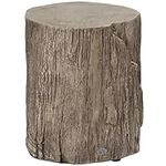 HOMCOM Concrete Finish Side Table, Lightweight Accent Table, 17" Patio Tree Stump End Table with 4 Adjustable Feet for Indoor, Outdoor, Natural Brown