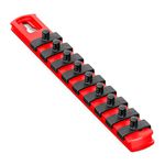 Ernst Manufacturing 8-Inch Socket Organizer with 9 1/4-Inch Twist Lock Clips, Red